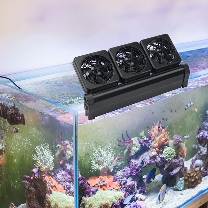 Aquarium Fan 2 3 4 Heads, Aquarium Chillers Cooling Fan Adjustable Fish Tank Cooling Fan with 2 Wind Speed Fan for Water Tank, Aquarium Tank Chiller (3 Head)