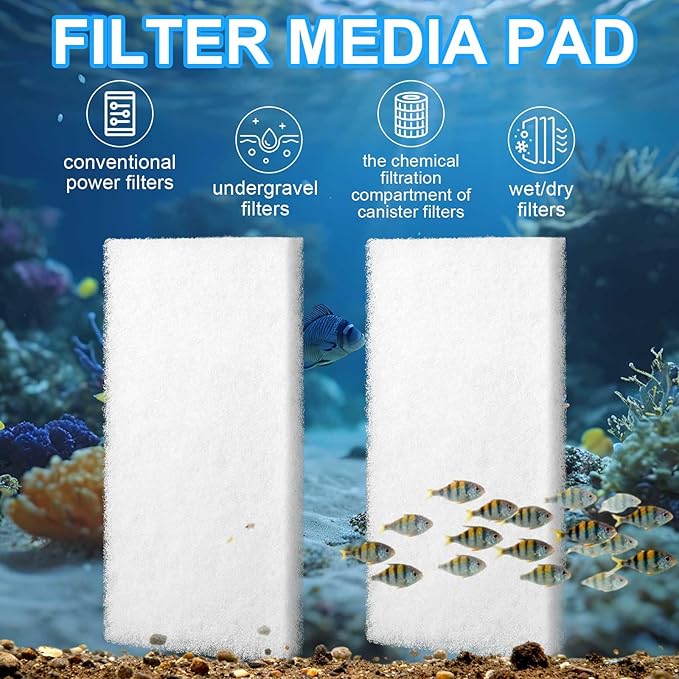 Threlaco 6 Pack Filter Pads for Aquarium Fish Tanks, Aquarium Polyethylene Media Pads