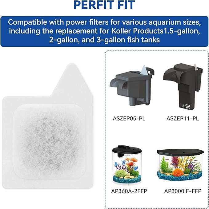 12 Pack Replacement Filter Cartridges - XS Replacement for Koller Products Extra Small Fish Tanks Filter, Refilled Filter Cartridges (XS) Size for Aquarium Kits Less 3 Gallons Aquarium Accessories