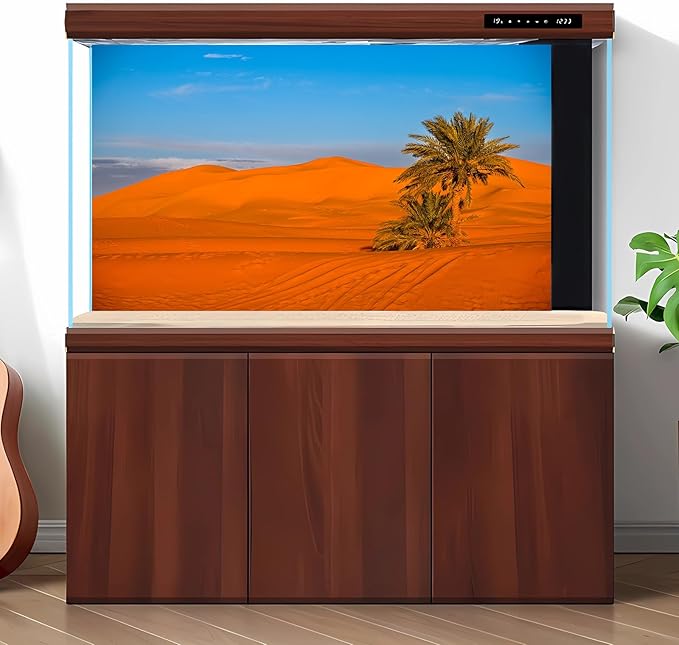 Desert Reptile Tank Background Majestic Sunset Desert Landscape Terrarium Background Desert Palm Tree Sand Dunes Reptile Habitat Background Sunrise Sahara Desert Aquarium Fish Tank Background 36x20in