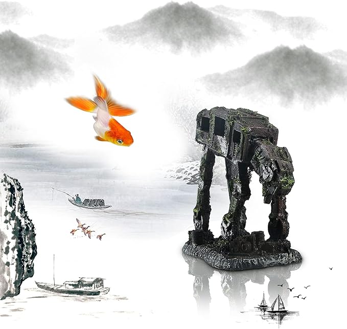 Saim Fish Tank Decorations Aquarium Accessories, Robot Dog Aquarium Decorations Cool Walking Land Tank Aquarium Ornament, Betta Goldfish Hideouts Cave Backgrounds