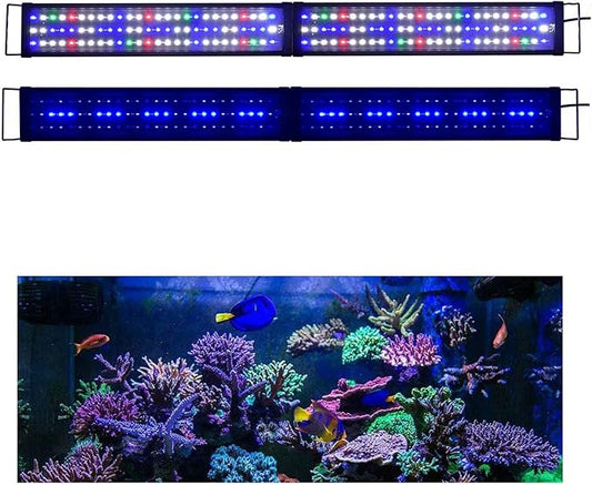 Upgraded Aquarium Light LED Full Spectrum 48-60 inch Foldable Hood Lamp for Freshwater Marine Plant Multi-Color Decorations Light (24"+24")