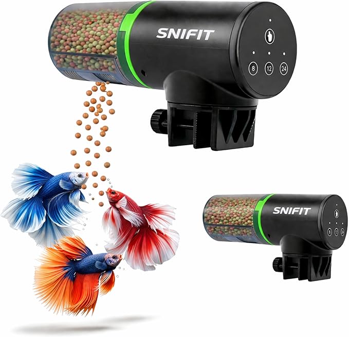 Automatic Fish Feeder for Aquarium - Fish Feeder Automatic Dispenser– with Adjustable Feeding Schedule for Home or Office and Small Tank Betta Turtle - Battery Vacation Self Feeding for Flakes.