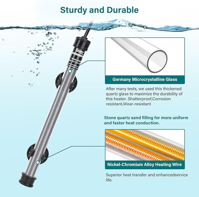 hygger Submersible Aquarium Heater, 100W 150W 200W 300W Adjustable Fish Tahk Heater with Temperature Controller, LED Display, Small Aquarium Betta Heater for up to 20/26/40/48 Gallons