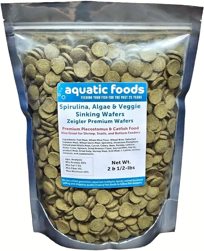 18mm - 3/4" Sinking Wafers of Spirulina, Algae, Veggies, for Bottom Fish, Plecos, Shrimp, Snails, Monster Fish, Koi & Pond Fish, All Tropical and More. Zeigler Wafers…2.5-lb Bag