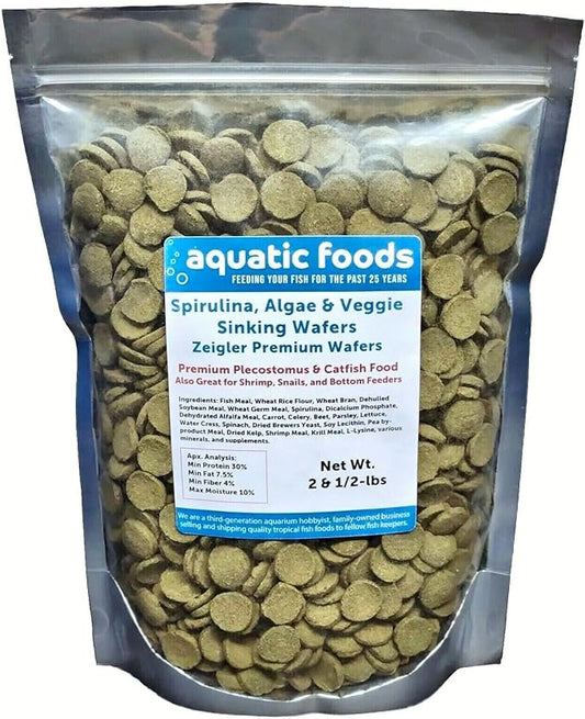 18mm - 3/4" Sinking Wafers of Spirulina, Algae, Veggies, for Bottom Fish, Plecos, Shrimp, Snails, Monster Fish, Koi & Pond Fish, All Tropical and More. Zeigler Wafers…2.5-lb Bag