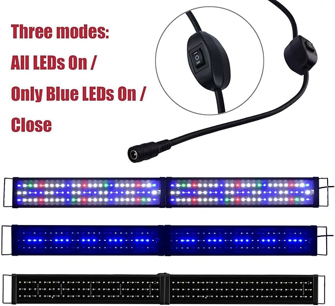 Upgraded Aquarium Light LED Full Spectrum 48-60 inch Foldable Hood Lamp for Freshwater Marine Plant Multi-Color Decorations Light (24"+24")