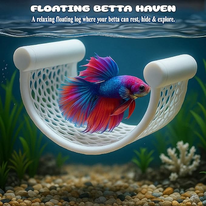 White Betta Fish Hammock – Minimalist Floating Rest Platform for Shrimp, Nano Fish, and Bettas – Clean Aquarium Perch Ledge, Aquascape Decor for Low Flow Tanks, Floating Bed for Small Fish