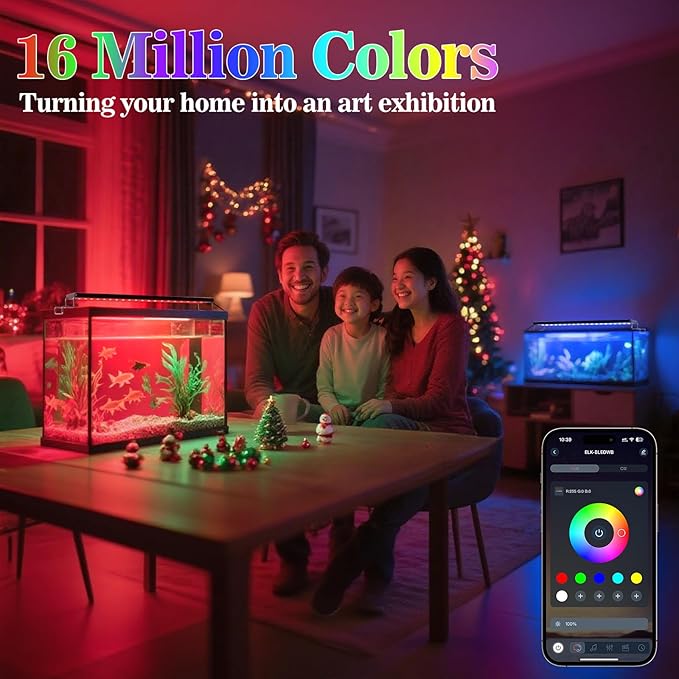 Full Spectrum Aquarium Light: Fish Tank Light with APP & Remote Timer Control for Aquatic Pet Plants Lover - Extendable Fish Tank Lights for 11-17 Inch Freshwater Saltwater Aquarium