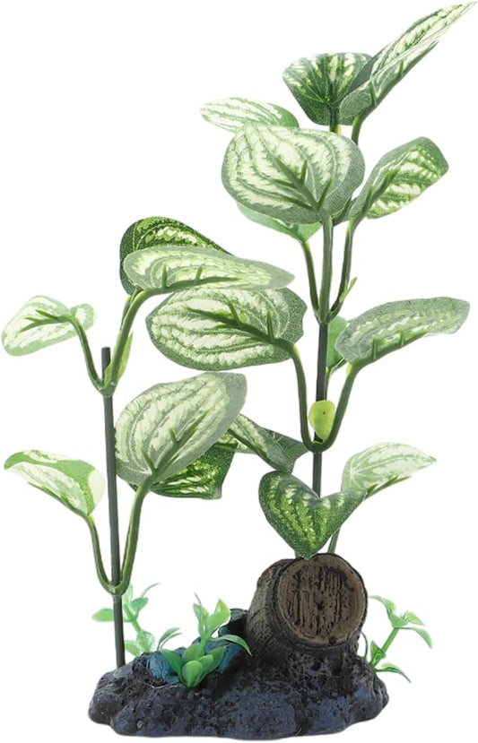 Aquarium Plastic Plants, Silk Aquarium Plants, Silk Plants for Betta Fish Tank, Plastic Plant Decor for Aquarium, Green, Pointed Leaves, 7.09" Tall