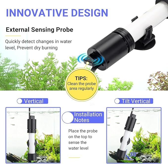 hygger ECO Precise Aquarium Submersible Heater, 200W for 20-40 Gallon Fish Tank Heater with Digital Display Adjustable Controller for Saltwater Freshwater