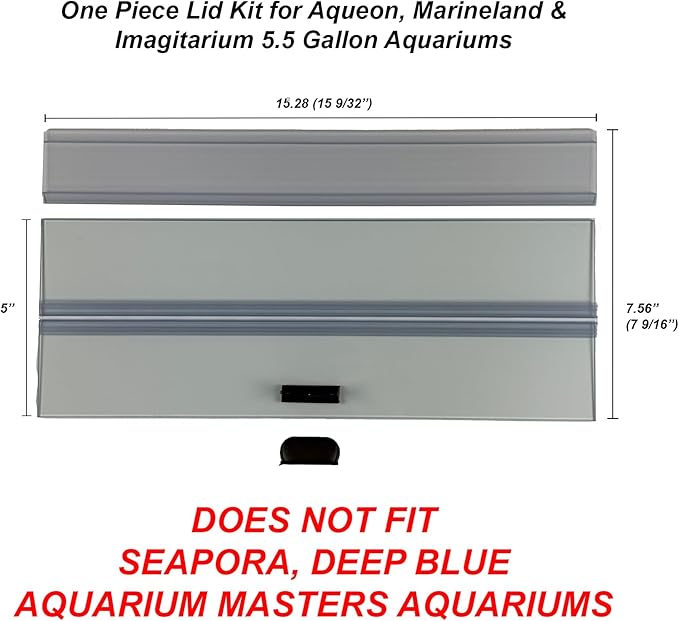 H2Pro Glass Canopy Aquarium Lid for Fresh & Saltwater Fish Tanks (16GT for Aqueon & Marineland 5.5gal Aquariums)