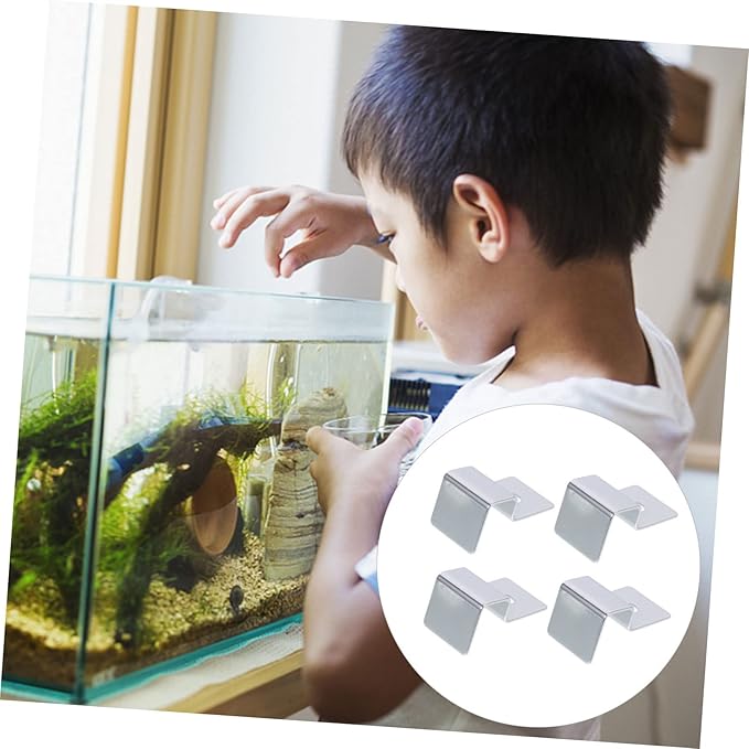 Kisangel 20pcs Stainless Steel Fish Tank Lid Support Clips Aquarium Glass Cover Brackets for Thick Glass Wear-Resistant Design for Easy Cleaning and Maintenance