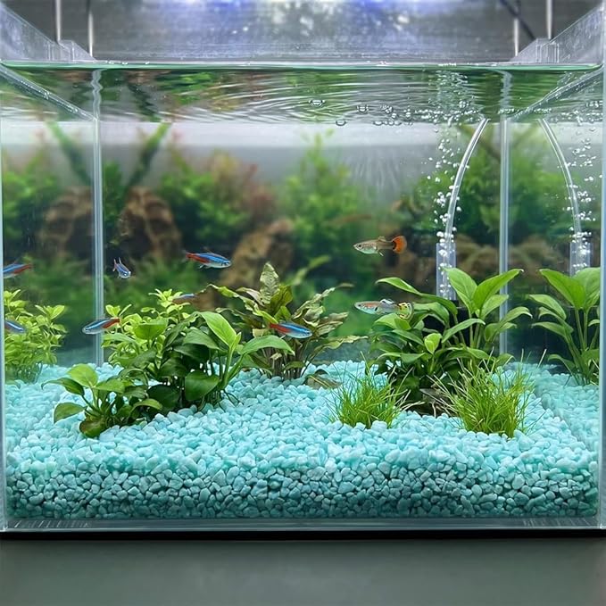 HappyFiller Succulent and Cacus Gravels,3-5mm,Fairy Garden Mini Rocks,Aquarium Fishbowl Decor Pebbles,Indoor Plants Topper Dressing Small Stones,0.88 LB,Blue