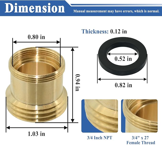 2Pcs Brass Faucet Adapter, Pipe Connection Joint, No Spill Clean and Fill System Connector