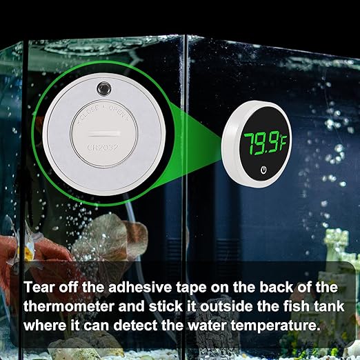 2PACK LED Aquarium Thermometer - 5S Refresh Speed Touch Screen Fish Tank & Terrarium Water Temperature Test Digital Thermometer