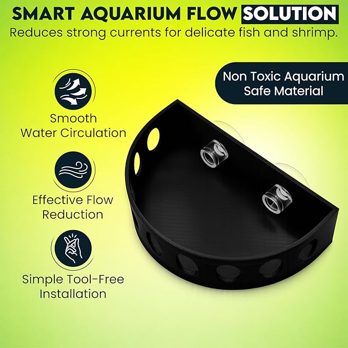 Aquarium Filter Baffle, Universal HOB Filter Compatible, Slow Flow Design for Betta Fish and Shrimp Tanks, 2 Suction Cups for Easy to Install Aquarium (Large)
