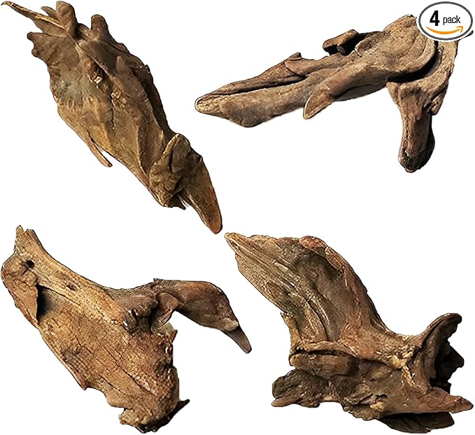 Kathson 4 PCS Aquarium Driftwood Decoration - Natural Branches for Fish Tank, Reptile Terrarium Habitat - Assorted Sizes Wood Accessories