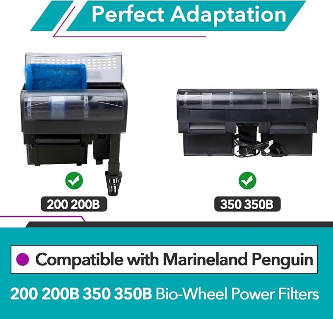 4 Pcs Aquarium Fish Tank Filters Compatible with Penguin Bio Wheel PRBW2350B 200 350 Hang On Filters, Fits for 200B 350B Assembly Biowheel Part