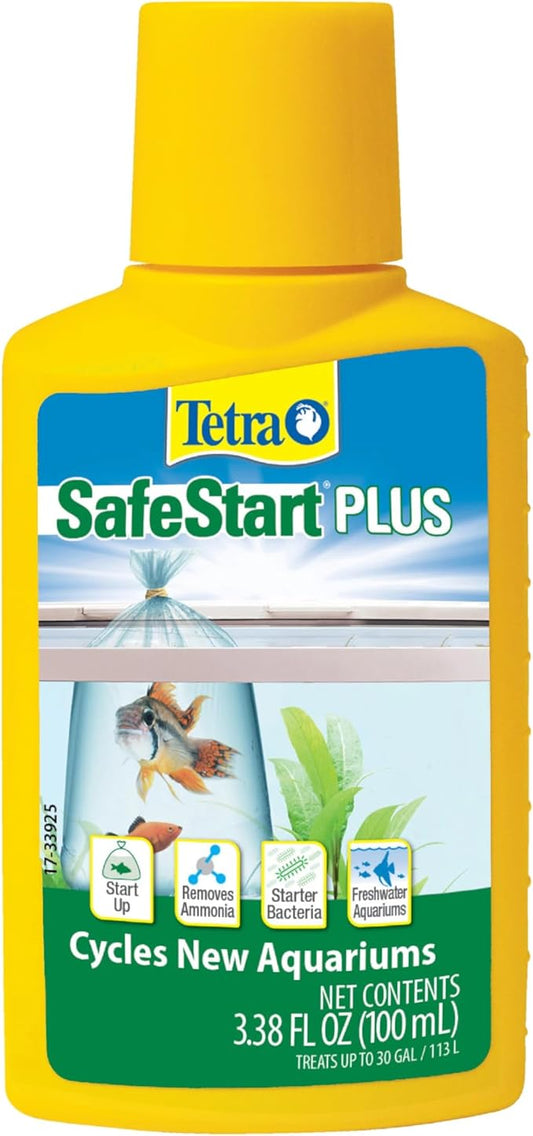 Tetra SafeStart Plus, For Newly Set-Up Fish aquariums, 100 ml, 3.38-Ounce