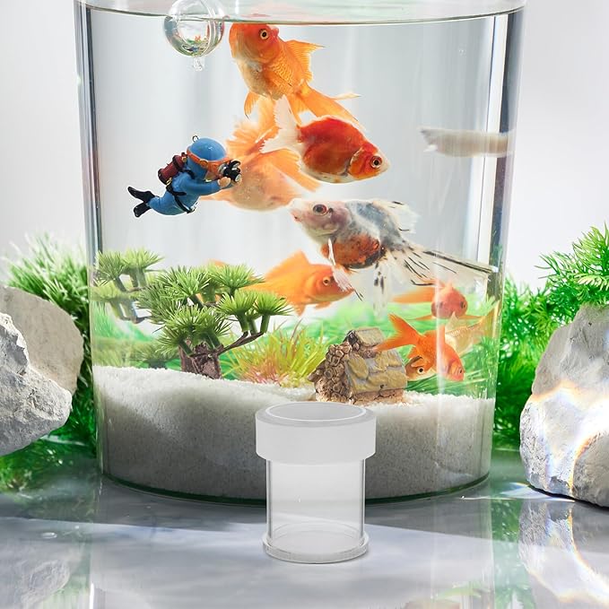 GLEAVI Aquarium Fish Tank Feeder Floating White Large Semi-Automatic Shrimp Feeding Dish with Acrylic Feeding Ring for Seahorses and Aquatic Snail Feeders