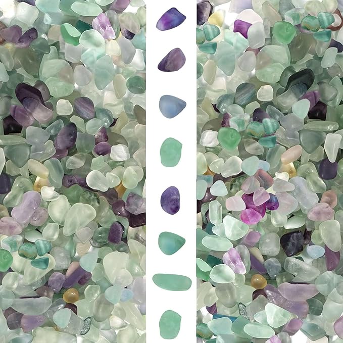 gemshan 2lb Fluorite Crystal Aquarium Gravel Natural Crushed Crystal Chip Bulk 7mm-9mm Irregular Gem Rocks for Home Decoration Fish Tank Colorful Gravel Filler Bottom Ornament