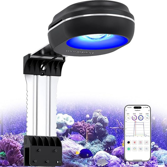 PopBloom RL60 WiFi Reef LED Light, 60W Full Spectrum Marine Reef LED Aquarium Lighting for Soft/LPS Corals & Saltwater Fish Nano Tanks, Built-in Timer, WiFi Phone Programmable, Sunrise Sunset