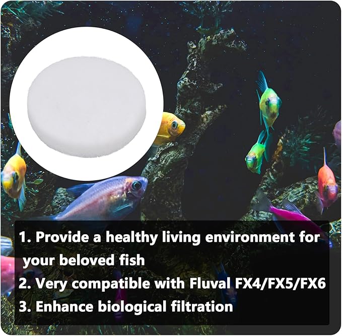 Tinoaly 20pcs Water Filter Polishing Pads for Fluval Fx4 Fx5 Fx6, 7.09x0.87in Fiber Fine Aquarium Water Pad Canister Filter Media Practical Replacement Parts and Accessories(White)