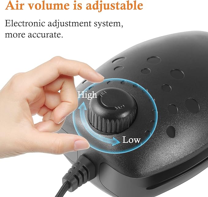 HITOP 3W 80GPH Adjustable Aquarium Air Pump, Upgrade Quiet Oxygen Pump, Powerful Air Aerator for Fish Tank up to 120 Gallon
