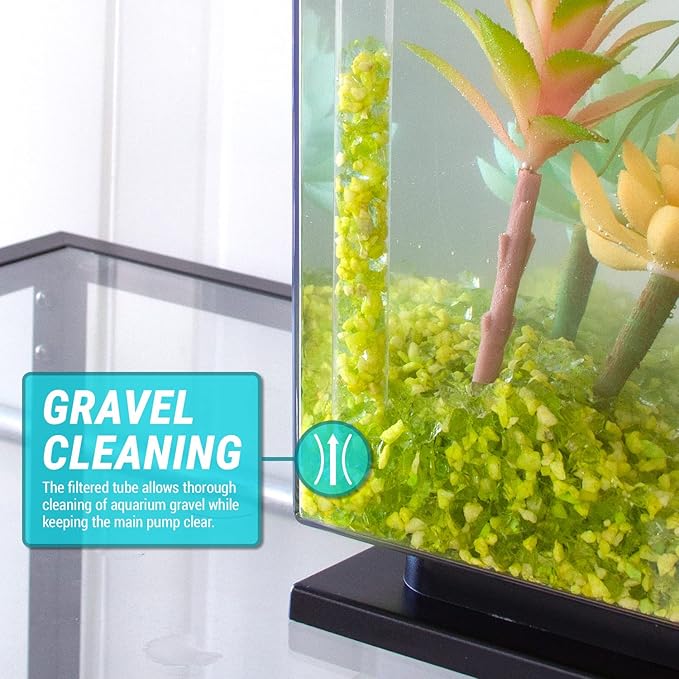 TERA PUMP 2PK Nano Aquarium Gravel Cleaner (1 GPM) BPA-Free, Built-in Filter & Suction Cup, Ideal for 10 Gallon Aquariums or less