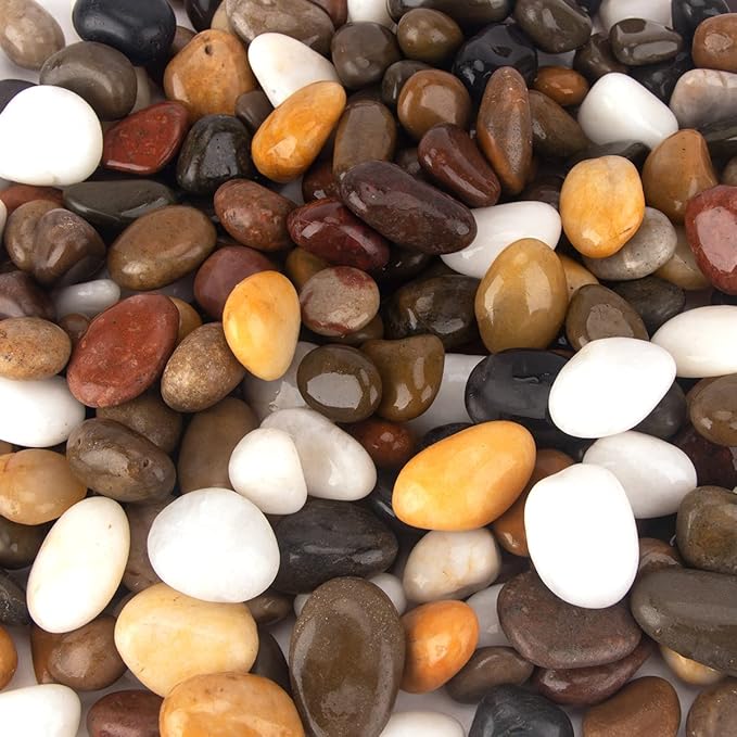 CFKJ [18 Pounds] Aquarium Gravel River Rock, Natural Polished Decorative Gravel,Garden Outdoor Ornamental River Pebbles Rocks, Polished Pebbles, Mixed Color Stones for Landscaping Vase Fillers (18.1)