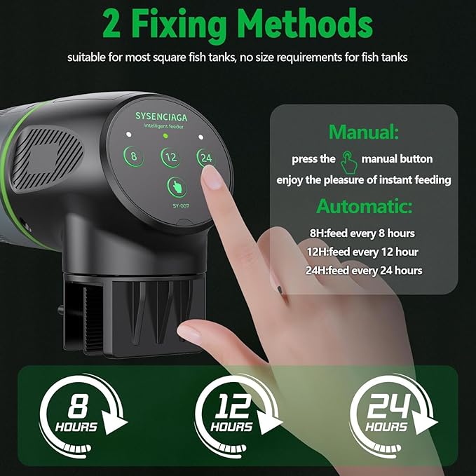 Automatic Fish Feeder for Aquarium - 200ml 360 Degree Rotation, Food Dispenser with Timer, Digital Smart Feeder | Programmable Vacation Feeding for Pond Betta Vacation Feeding Guppy Holiday