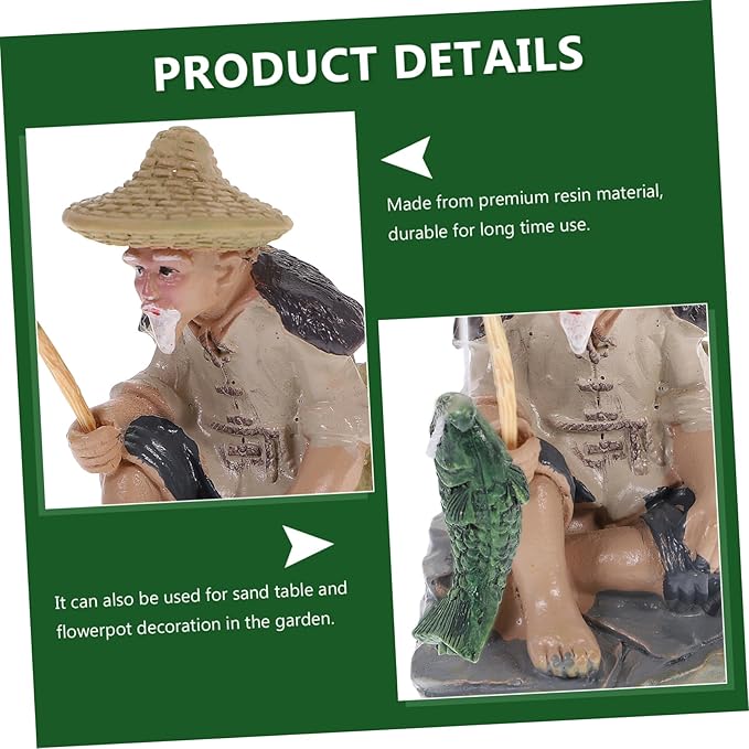 MAGICLULU 2Pcs Fisherman Ornaments for Fish Tanks Garden Decor Realistic Adornments for Aquariums Sand Table Decorations Safe for Fresh Saltwater