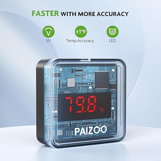 PAIZOO Aquarium Thermometer, LED Digital Thermometer for Fish Tank with USB Power, Highly Accurate Waterproof Temperature Gauge with Suction Cup and 6.5ft Power Cord for Saltwater and Freshwater