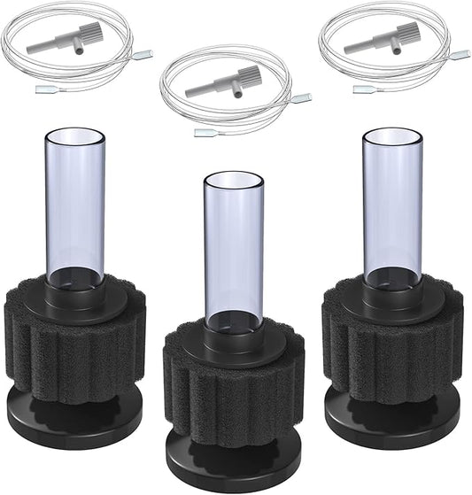Pawfly Aquarium Nano Bio Sponge Filter Quiet Betta Fry Shrimp Foam Filter Kit with Airline Tubing for Small Fish Tank up to 3 Gallon, 3 Pack