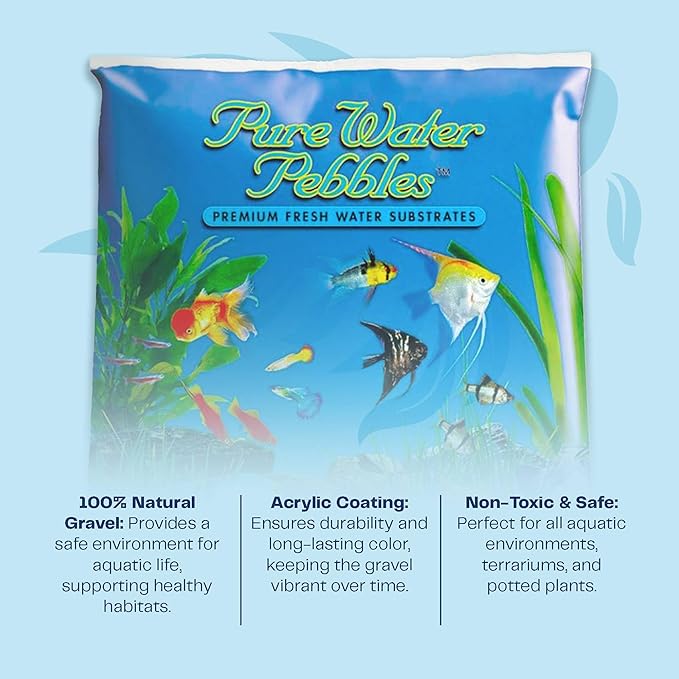 Pure Water Pebbles Emerald Glo Aquarium Gravel - 5 lbs - Non-Toxic, Colorfast, Vibrant Substrate for Aquariums, Terrariums, Ponds & Crafts