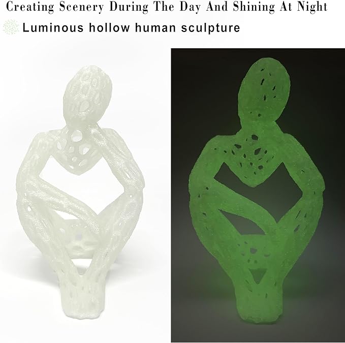Luminous Shrimp Hide Cave for Aquarium - Modern Shrimp Cave & Sculpture, 3D Printed White Fish Tank Accessories Decor, Safe Shelter for Shrimps/Betta/Turtles, Mini Art Statue (S- White/Glowing Green)