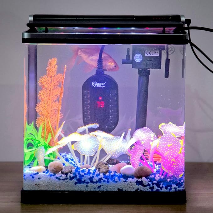 hygger 50W Aquarium Heater LED Digital Display Small Fish Tank Heater for 5/5.5 Gallon Turtle Betta Tank with Protective Guard Adjustable Temperature
