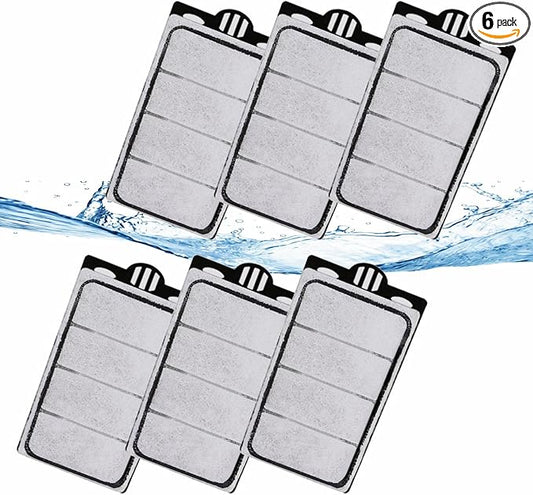 GOZILLA 6 Pack Auqarium Filter Cartridges, 3-Layer Auqarium Filters Replacement Plates, Turtle Tank Filter Sponges with Activated Carbon, Suitable for 3.5W 74GPH Low-Water Filters.