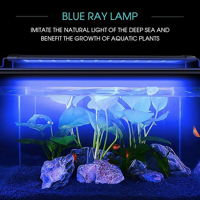 LED Full Spectrum Aquarium Lights, Fish Tank Light with Extendable Brackets for Planted Tanks with 2-Channel Control, Blue White LEDs Aquarium Light for Freshwater Fish Tank