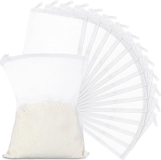 Geiserailie 15 Pcs Aquarium Filter Media Bags 150 Micrometer Fine Filter Bags Mesh Reusable with Zipper for Activated Carbon Resins (5.5 x 7.9 Inch)