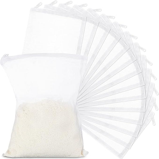 Geiserailie 15 Pcs Aquarium Filter Media Bags 150 Micrometer Fine Filter Bags Mesh Reusable with Zipper for Activated Carbon Resins (5.5 x 7.9 Inch)