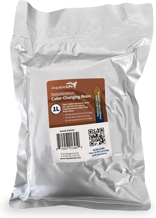 AquaticLife Mixed Bed Deionization Color-Changing DI Resin Filter Cartridge Refill, 1 Liter