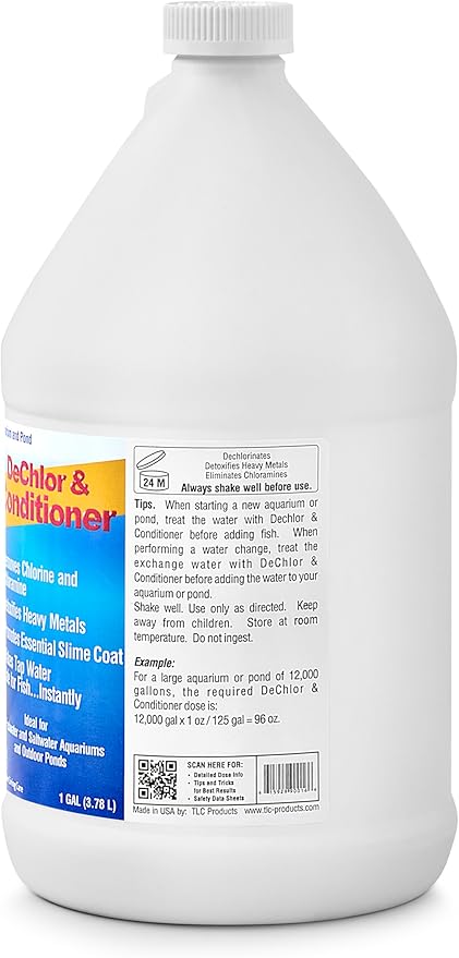 TLC Products, DeChlor & Conditioner, Aquarium Water Treatment, for Freshwater and Saltwater, 1 Gallon