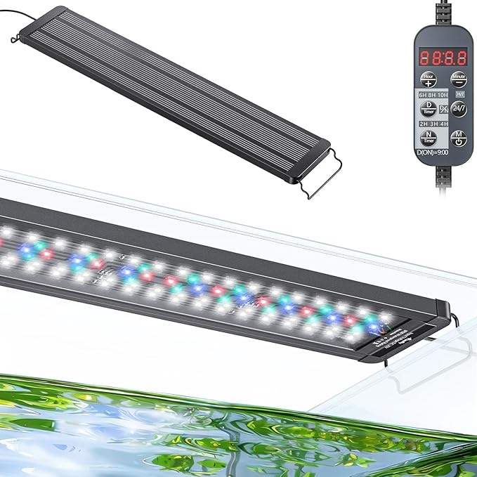 Pawfly 26 W Planted Aquarium LED Light for 24" to 30" Fish Tanks, 24/7 Extendable Fish Tank Light with Timer & Full Spectrum IP68 Waterproof, D/N Mode, Dimmable, Aquarium Grow Light for Plants