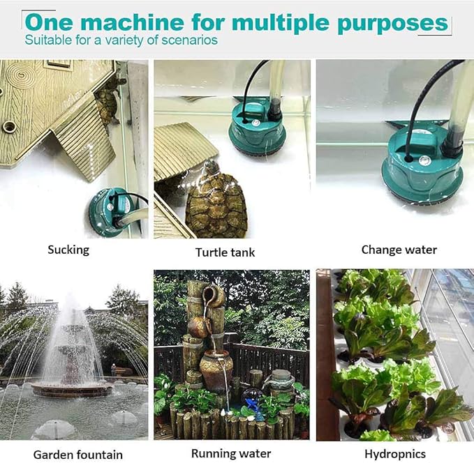 Upettools Submersible Water Pump, Ultra Silence Circulation Multifunctional Water Pump with Handle For Pond, Aquarium, Hydroponics, Fish Tank Fountain with 4.6ft (1.4M) Power Cord(220GPH,25W) Green