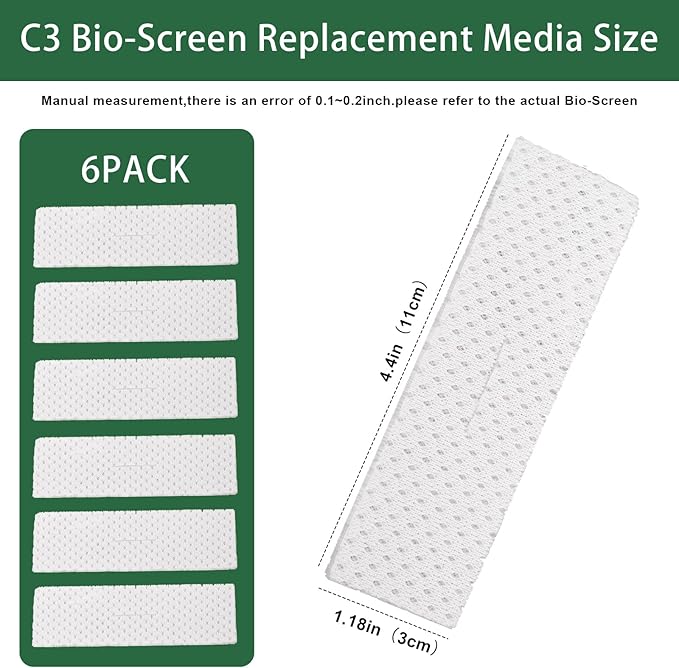 Bio-Screen for Fluval C3 Power Filter, Replacement Aquarium Filter Media, 6PCS Bio Foam Replacement Set, Filter Media for Freshwater & Saltwater Aquariums