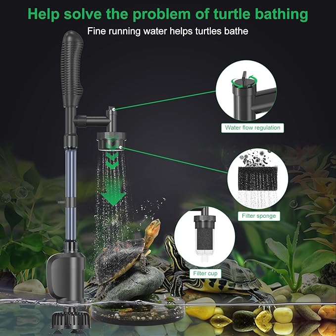 Electric Aquarium Gravel Cleaner with Strong Suction, Adjustable Water Flow, Auto Water Change & Sand Wash & Algae Remover, Low Water Level, 1.5m Hose & Telescopic Tube (36W, 580GPH)