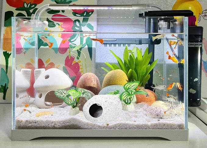 Fish Aquarium Decorations Cave Hide with Viewing Window for Betta Fish Tank Decor