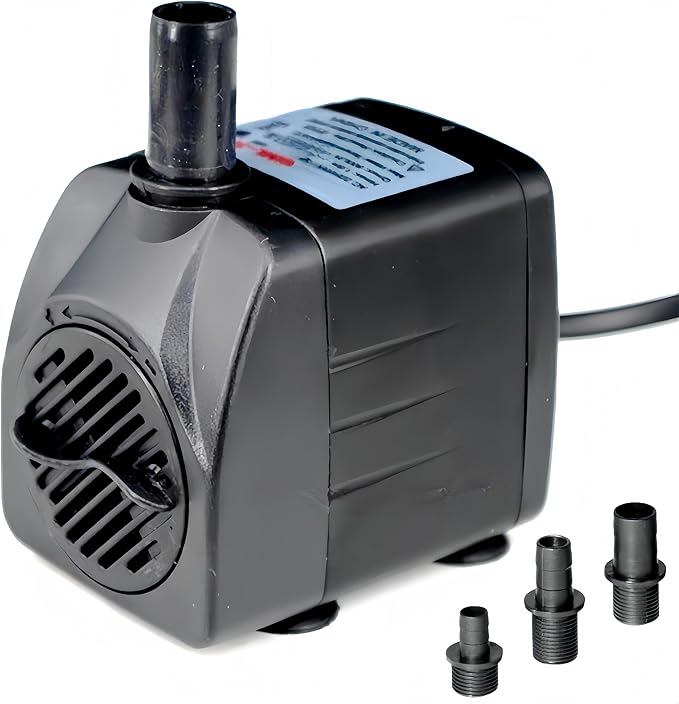 30W Submersible Water Pump, 550 GPH 7.2ft Lift Aquarium Fish Tank Fountain Water Pump, Ultra Quiet Fountain Pool Pond Pump with Suction Cups 3 Nozzles